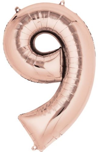 rose gold număr gigant balon folie Dimensiunea 9, 86x55 cm