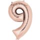 Numere Balon folie cifră imens Rose Gold 9, 86x55 cm