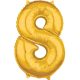 Gold, Gold Balon folie cifra 8 66x45 cm