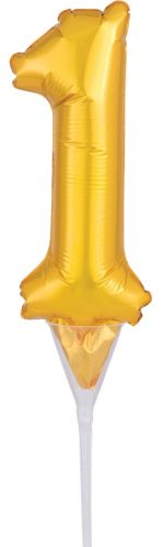 gold, Aur Balon folie cifra 1 tort de 15 cm
