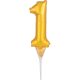 Numere Balon folie auriu numărul 1 pentru tort 15 cm