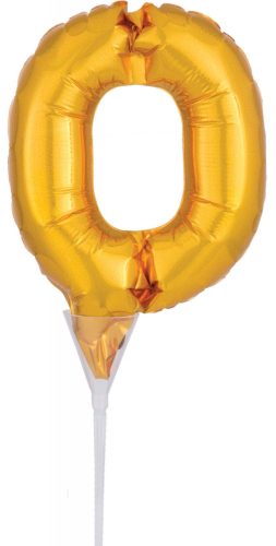 Gold, Gold Balon folie cifra 0 tort de 15 cm