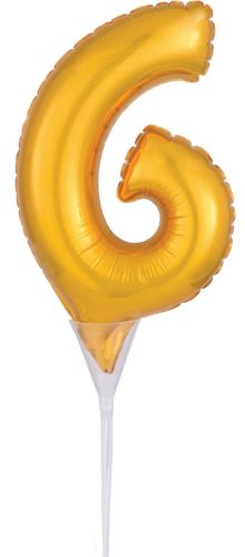 Gold, Aur Balon folie cifra 6 tort 15 cm