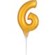 Gold, Aur Balon folie cifra 6 tort 15 cm