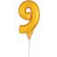 Numere Gold, Balon din folie cifra 9 pentru tort 15 cm