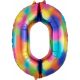 Numere Balon din folie gigant numărul 0, 88x63 cm Rainbow