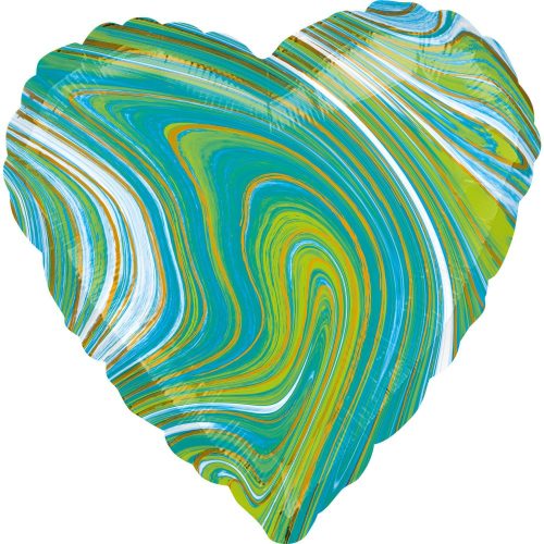 Blue Green Heart, Inimă balon folie 43 cm