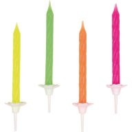 Colorat Set lumânări de tort Neon Happy Birthday, 10 buc