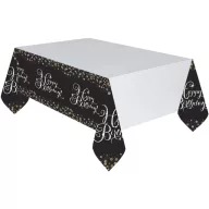   La mulți ani Gold Happy Birthday față de masă din plastic 120x180 cm