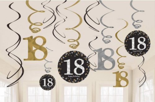 Happy Birthday Gold 18 panglică decorare Set de 12 bucăți