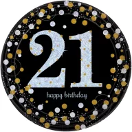   La mulți ani Gold Happy Birthday 21 Farfurii din hârtie 8 buc 23 cm