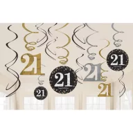   La mulți ani Happy Birthday Gold 21 Set de Decorare Panglică 12 buc