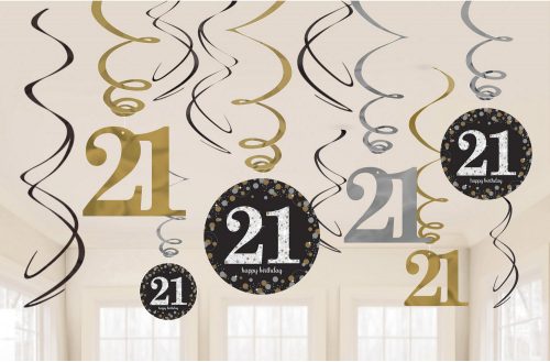 Happy Birthday Gold 21 Ribbon decorare Set de 12 bucăți