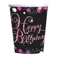   La mulți ani Pink Set pahare de hârtie Happy Birthday 8 buc 250 ml