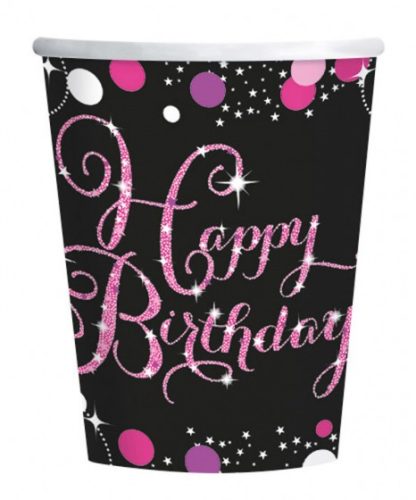 Happy Birthday Pink hârtie pahar 8 buc 250 ml