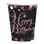 La mulți ani Pink Set pahare de hârtie Happy Birthday 8 buc 250 ml