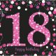Happy Birthday 18 Pink șervețele 16 buc 33x33 cm