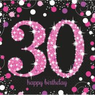   La mulți ani Pink Happy Birthday 30 șervețele 16 buc 33x33 cm