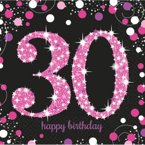 Happy Birthday 30 Pink szalvéta 16 db-os 33x33 cm