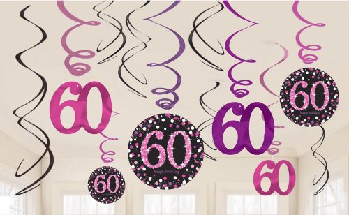 Happy Birthday pink 60 panglici 60 panglici decorare Set de 12 60 panglici decorare Set de 12 bucăți