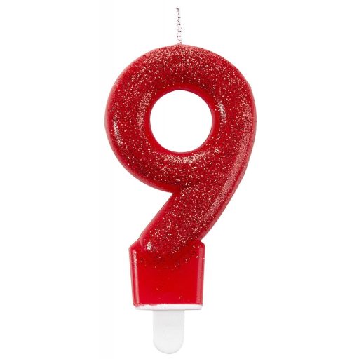 Colorat lumânare de tort strălucitoare, lumânare cu numărul 9