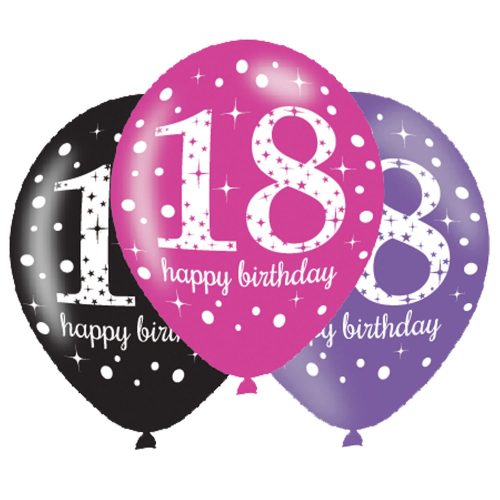 Happy Birthday 18 pink balon, balon 6 bucăți 11 inch (27,5 cm)