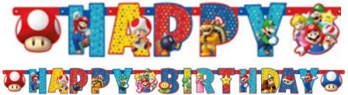 Super Mario Happy Birthday felirat 190 cm