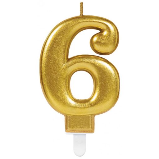 Numere Aur, Lumânare cifră 6 pentru tort
