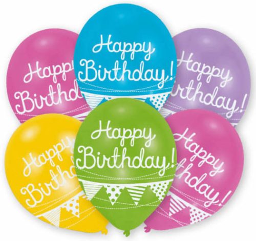 Happy Birthday Bunting balon, balon 6 bucăți 11 inch (27,5 cm)