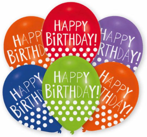 Happy Birthday Dots balon, balon 6 bucăți 11 inch (27,5 cm)