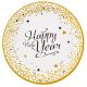 Happy New Year Golden Wishes farfurie de hârtie 8 buc 23 cm