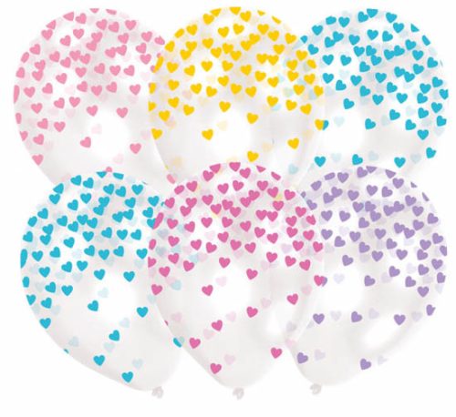 Confetti Heart balon, balon 6 bucăți 11 inch (27,5 cm)