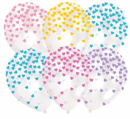 Colorat Heart Balon confetti, 6 buc, 11 inch (27,5 cm)