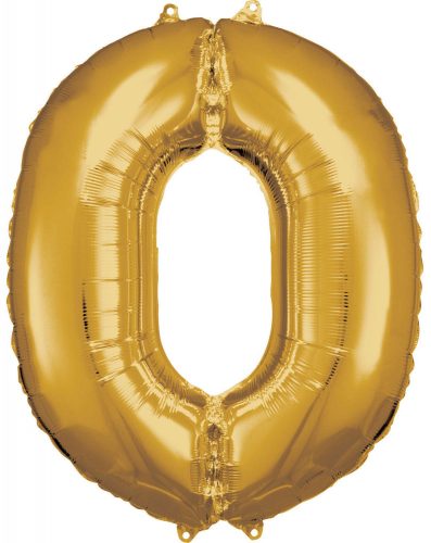 Gold, Figura gigantică aurie balon folie 0-ás, 83x66 cm
