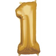 Numere Gold, balon gigant numărul 1 din folie 83*38 cm