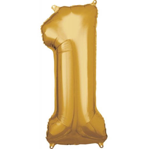 Numere Gold, balon gigant numărul 1 din folie 83*38 cm