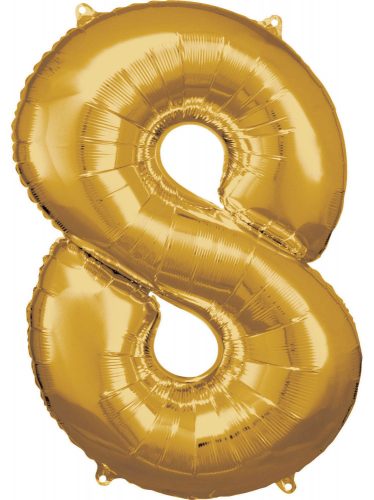gold, auriu număr uriaș balon folie 8, 83x55 cm
