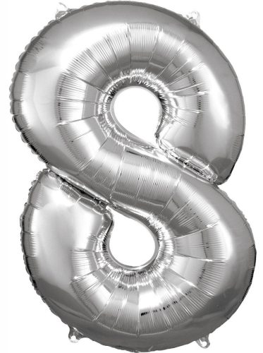 Silver figurină gigant balon folie 8, 83*55 cm