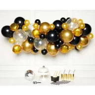 Colorat Black Gold balon, set garlandă 66 bucăți