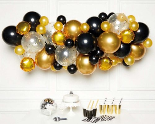 Colorat Black Gold balon, set garlandă 66 bucăți