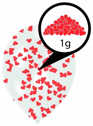 Inimă cu confetti Hearts umplute umplute balon, balon 6 bucăți 11 inch (27,5 cm)