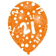   La mulți ani Orange Happy Birthday 21 balon, 6 buc 11 inch (27,5cm)