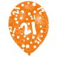 Happy Birthday 21 Orange balon, balon 6 bucăți 11 inch (27,5 cm)