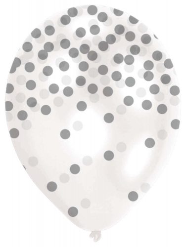 Argintiu Silver confetti balon, balon 6 bucăți 11 inch (27,5 cm)