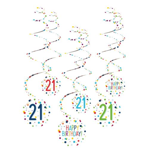 Confetti Happy Birthday 21 set de decorare panglică 6 buc.