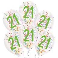   La mulți ani Droplets Baloane Happy Birthday umplute cu 21 de confetti, set de 6 11 inch (27,5 cm)
