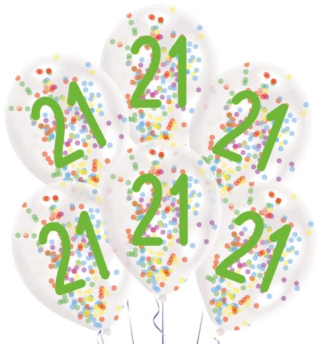Happy Birthday 21 Droplets balon umplut cu confetti, balon 6 bucăți 11 inch (27,5 cm)
