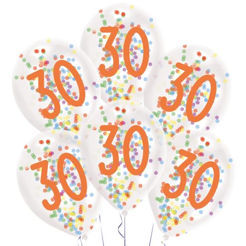 Happy Birthday 30 Droplets balon umplut cu confetti, balon 6 bucăți 11 inch (27,5 cm)