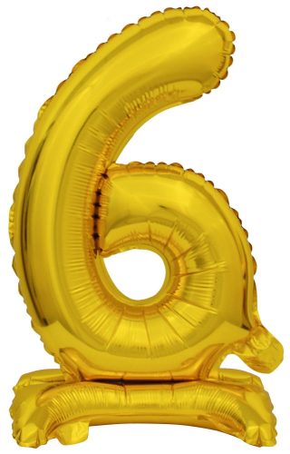 gold, aur mini Balon folie cifra 6 cu bază 38 cm