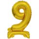 gold, aur mini Balon folie cifra 9 cu bază 38 cm